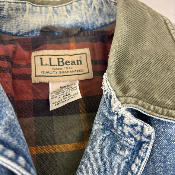 SOLD L.L. Bean Denim Barn Coat Farm Jacket Lined Men’s M Medium Worn In Work - Picture 14 of 16